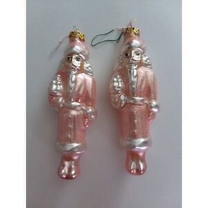 Vintage Blown Glass Ornament Pink and White Wisemen Santa